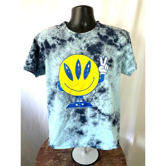 ALAB Tie Dye Peace Smiley Face Graphic Tee Large - Picture 1 of 8